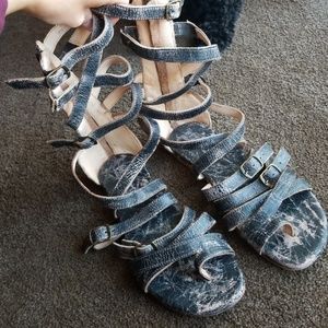 Bed Stu High Black Leather Sandals